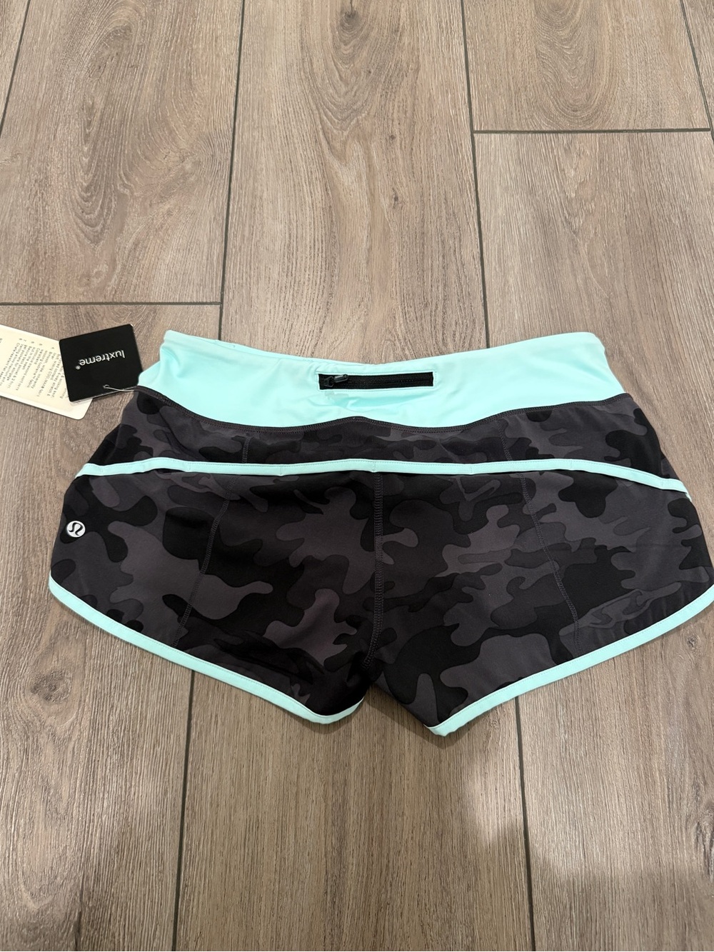 Vintage Lululemon athletica Black Camo Shorts with Mint Trim